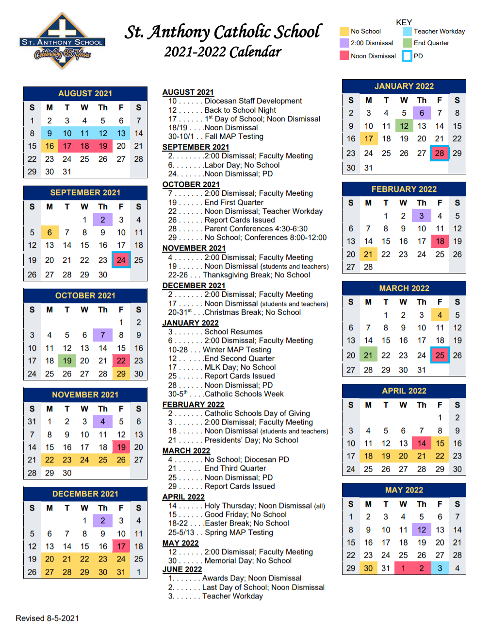 Roman Catholic Calendar For A D 2023 Academic Calendar - St. Anthony Catholic School